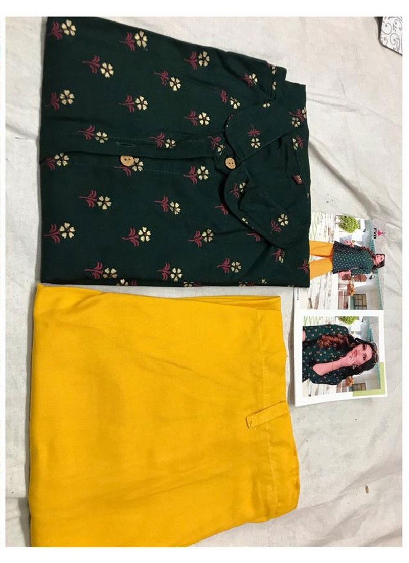 FVD 7 Horse Latest Designer Festive Wear Rayon Block Foil Print Open Button With Gaaj Kurti With Plazoo Collection